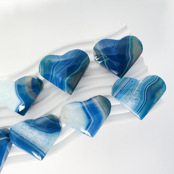 Blue Agate Heart Crystal Carving Dyed - Picture 4 of 7
